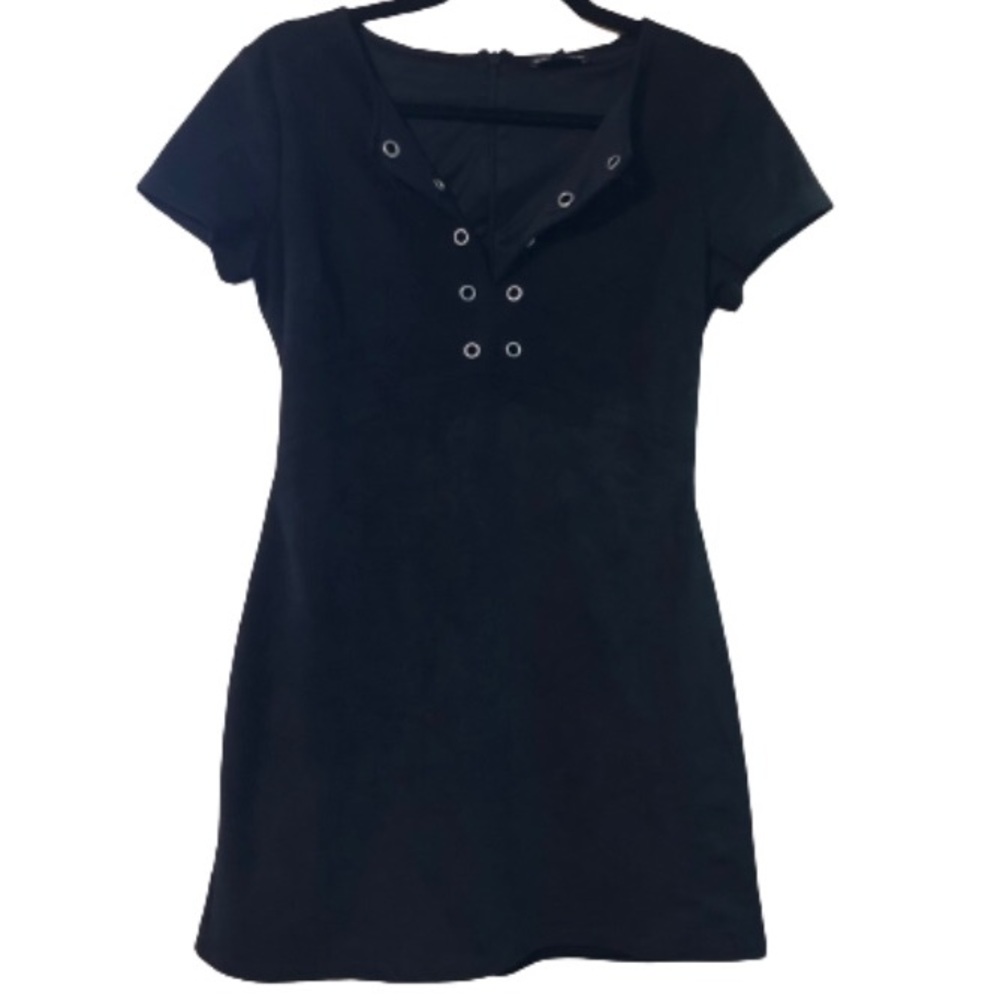 Express Black Faux Suede front Lace-up dress Size 4